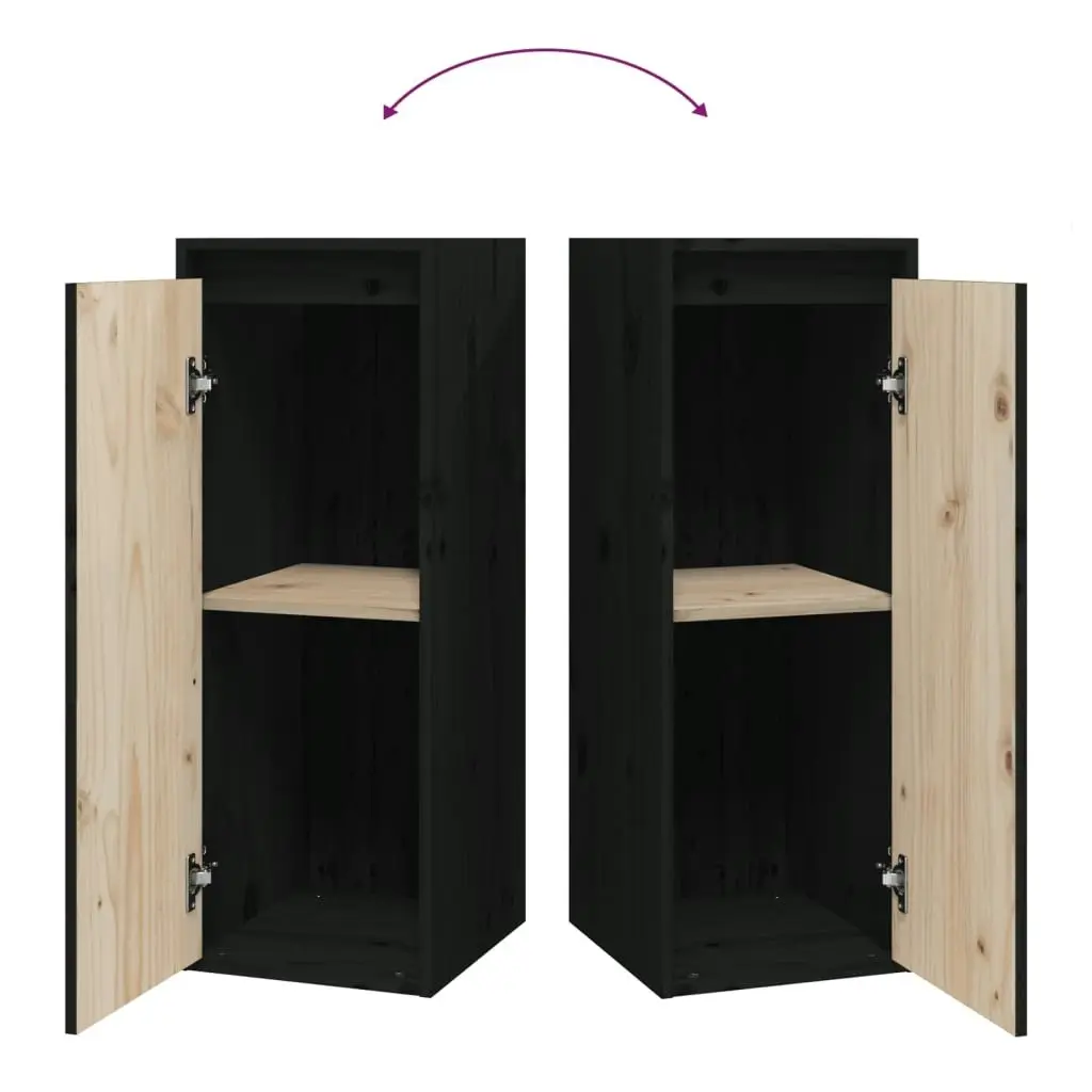 Wall Cabinet Black 30x30x80 cm Solid Wood Pine 813503