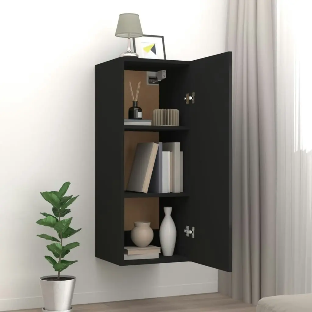 Wall Cabinet Black 34.5x34x90 cm Engineered Wood 812430