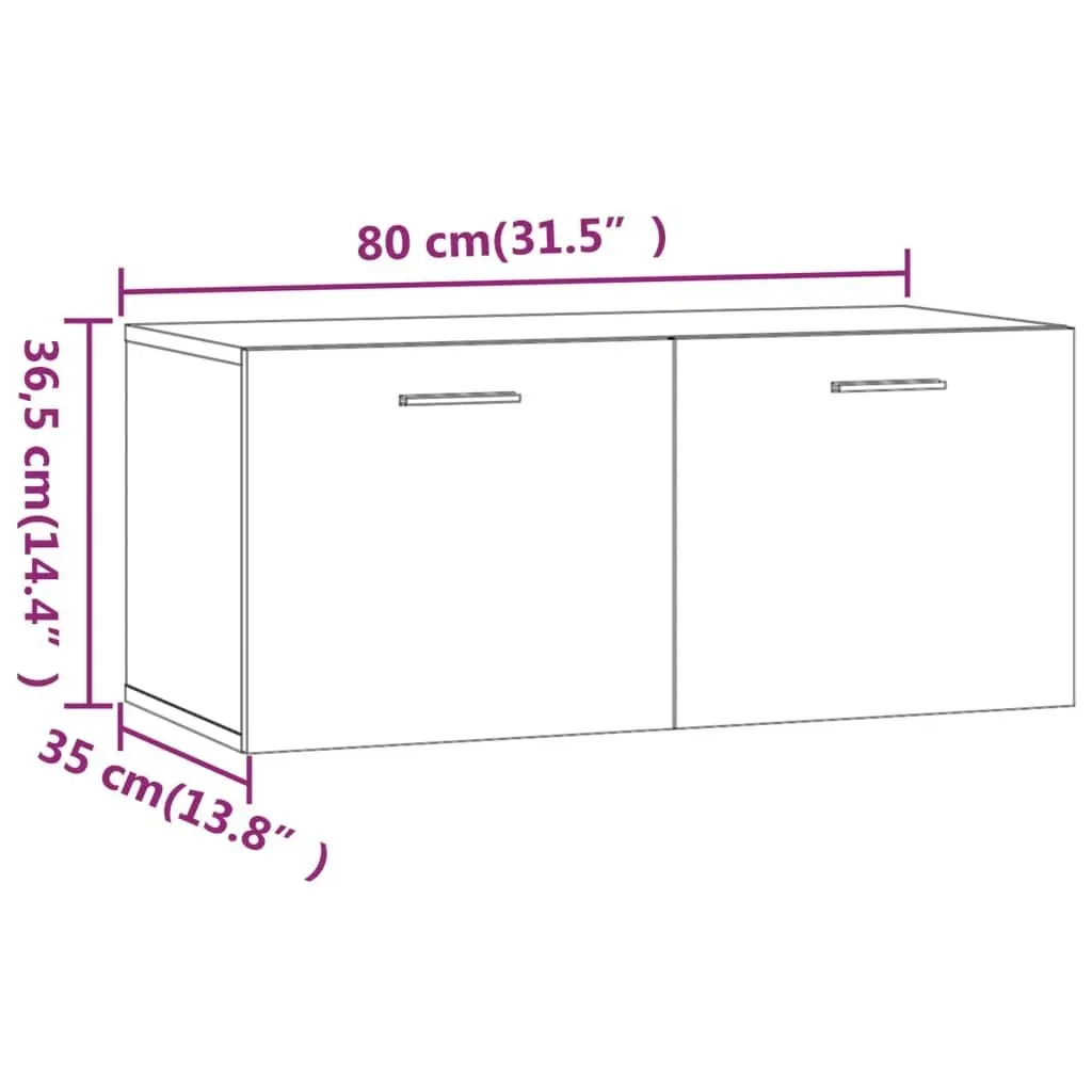 Wall Cabinet High Gloss White 80x35x36.5 cm Engineered Wood 812930