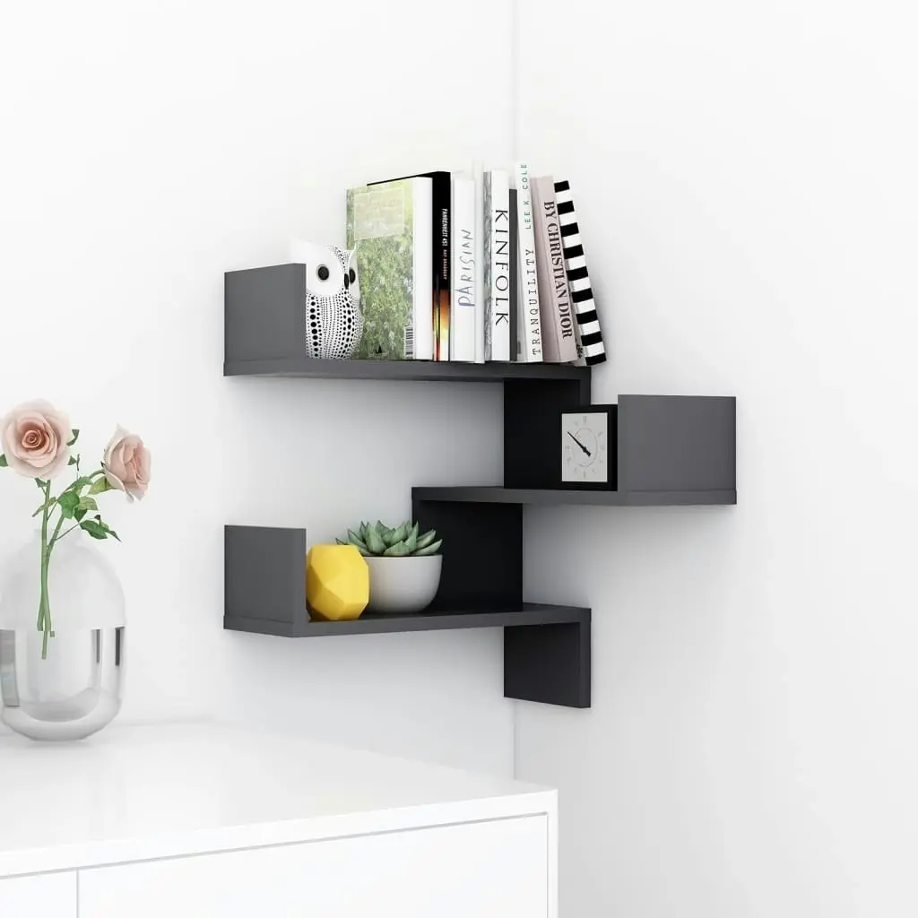 Wall Corner Shelf Grey 40x40x50 cm Engineered Wood 807227