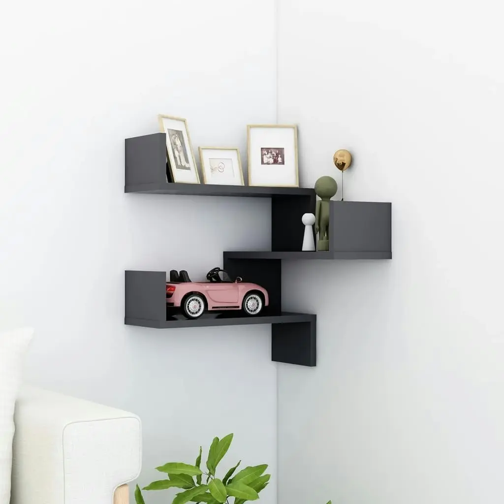 Wall Corner Shelf Grey 40x40x50 cm Engineered Wood 807227