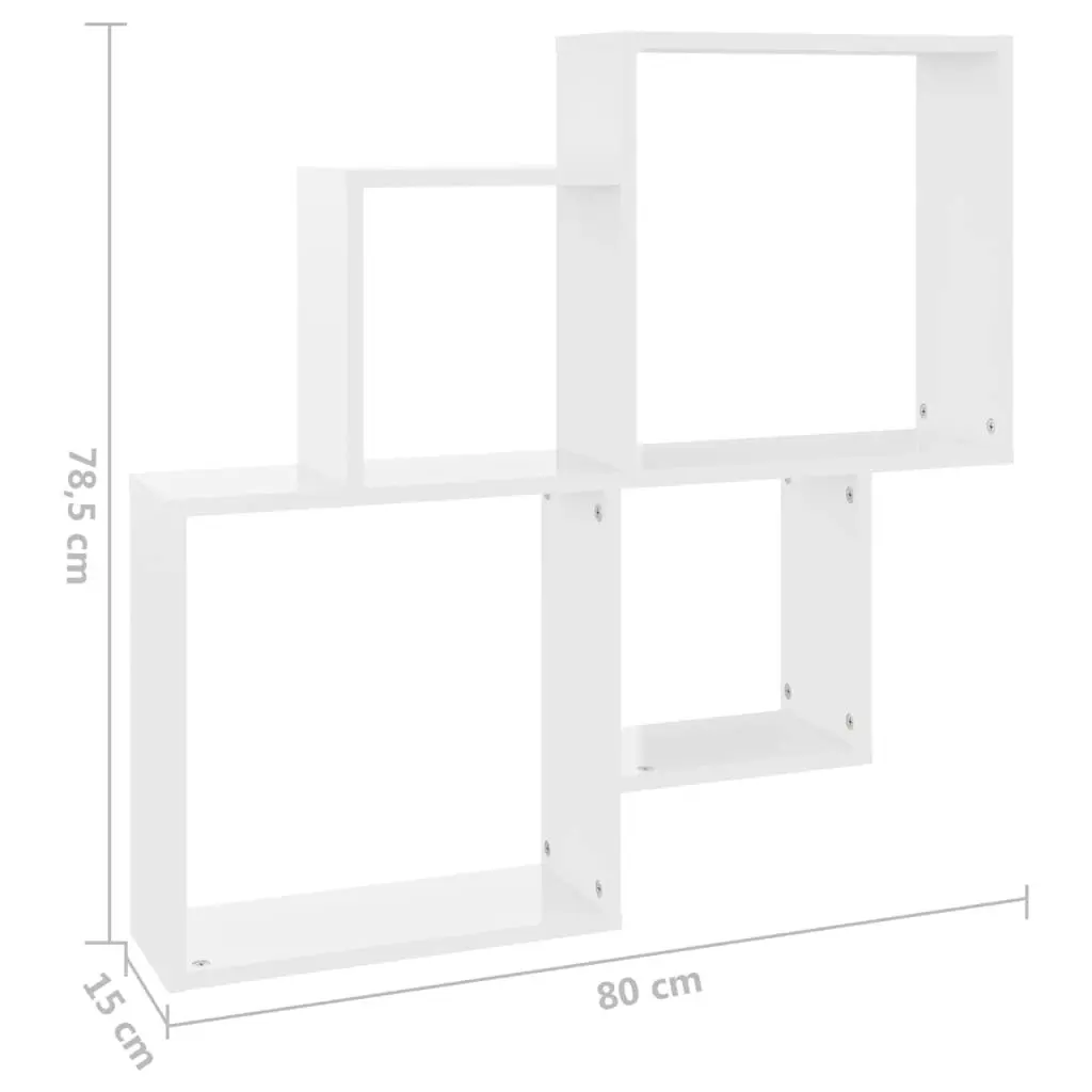 Wall Cube Shelf High Gloss White 80x15x78.5 cm Engineered Wood 807265