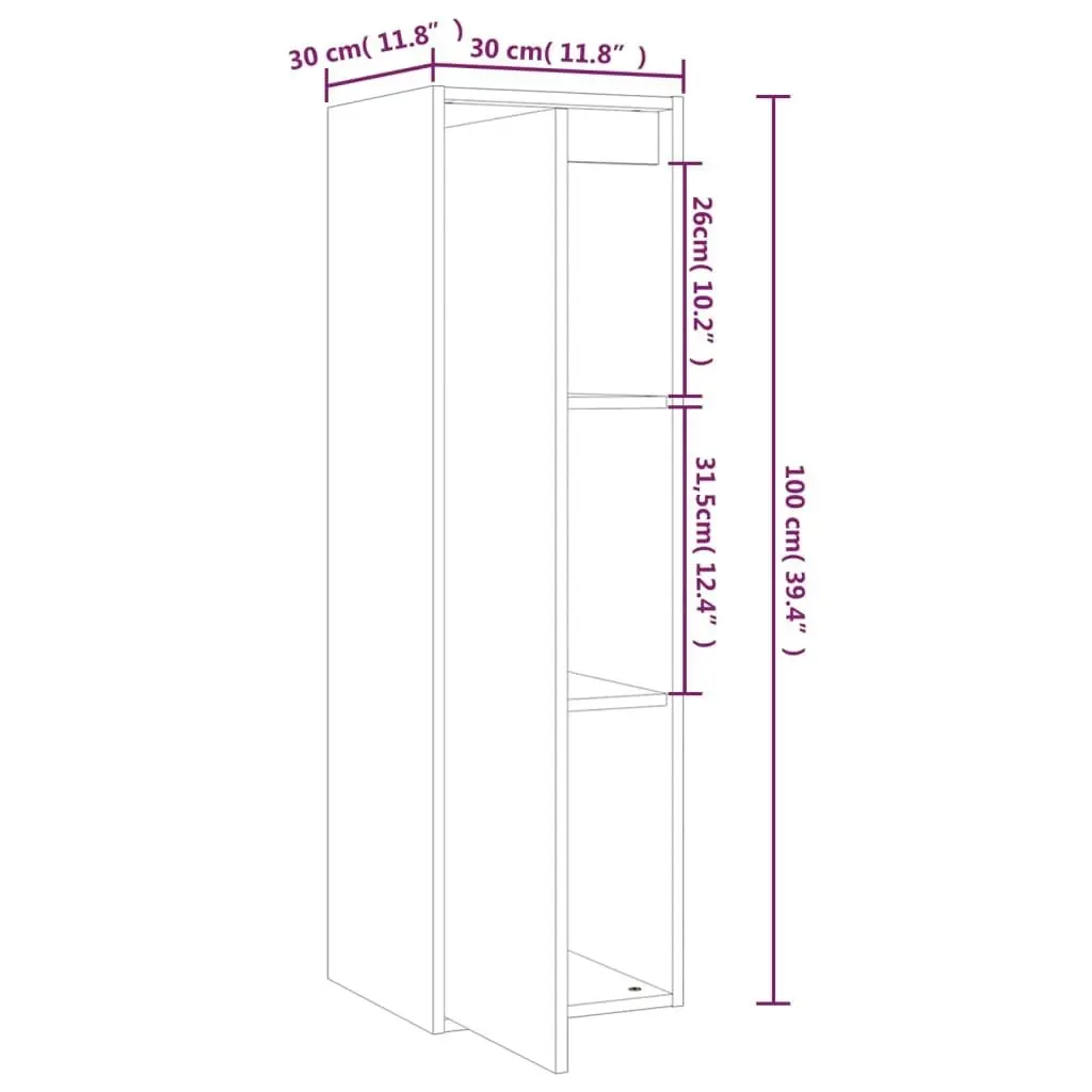 Wall Cabinets 2 pcs 30x30x100 cm Solid Wood Pine 813506