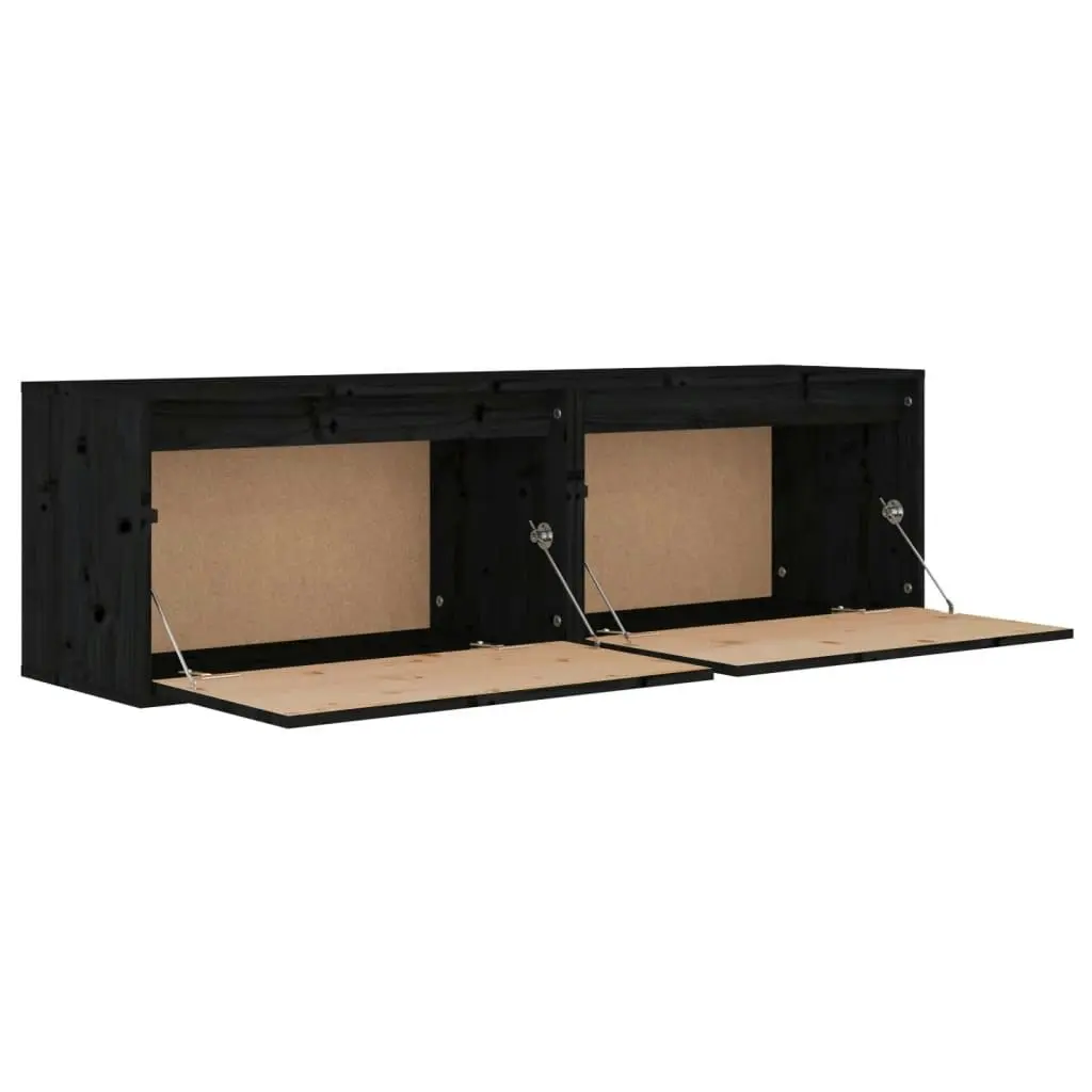 Wall Cabinets 2 pcs Black 60x30x35 cm Solid Wood Pine 813454