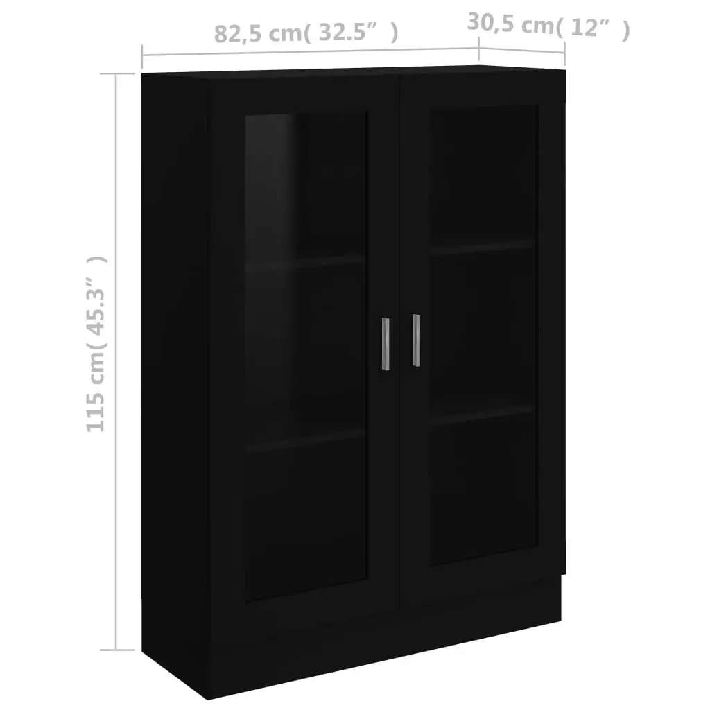 Vitrine Cabinet Black 82.5x30.5x115 cm Engineered Wood 802751