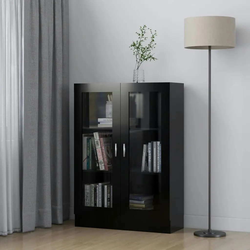 Vitrine Cabinet Black 82.5x30.5x115 cm Engineered Wood 802751