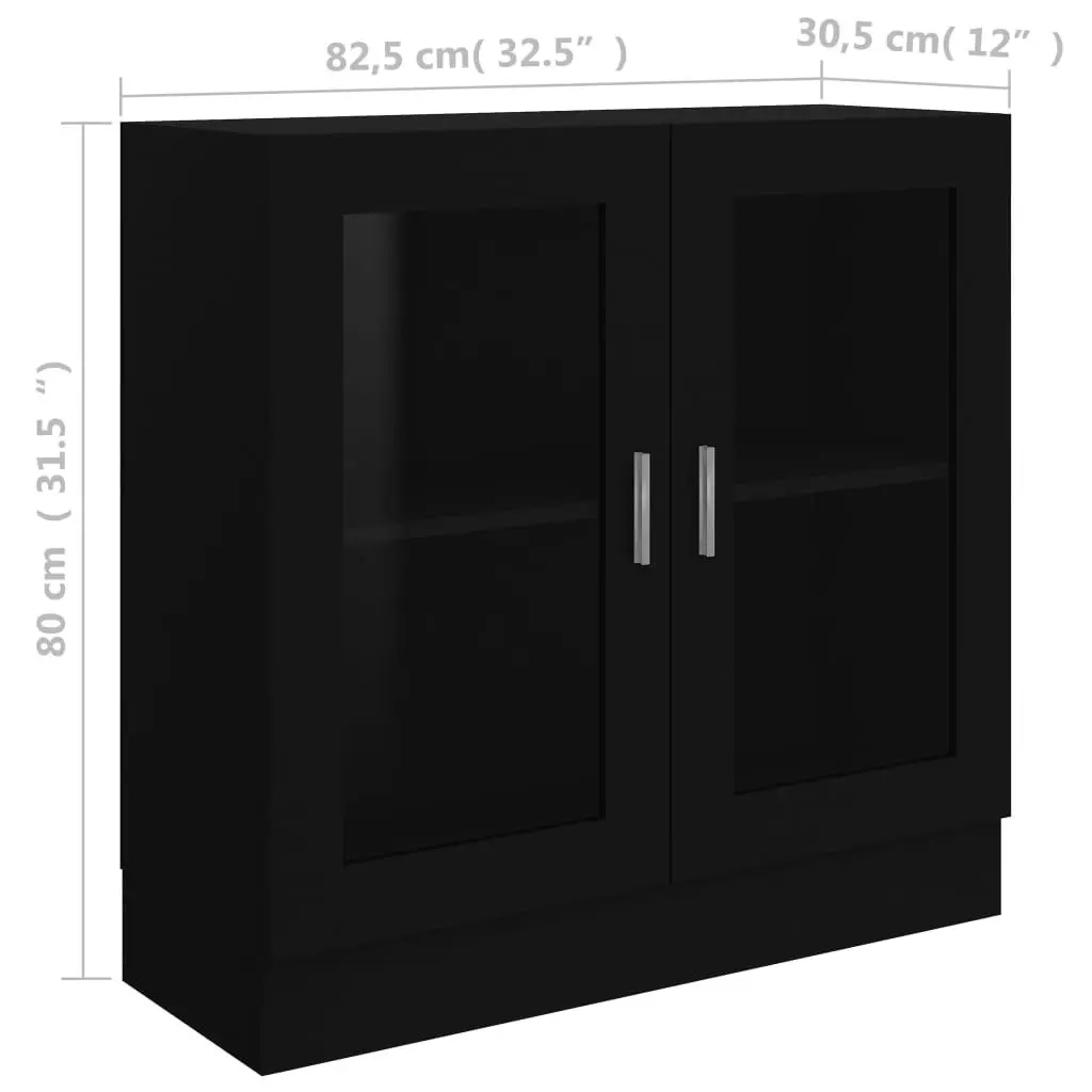 Vitrine Cabinet Black 82.5x30.5x80 cm Engineered Wood 802742