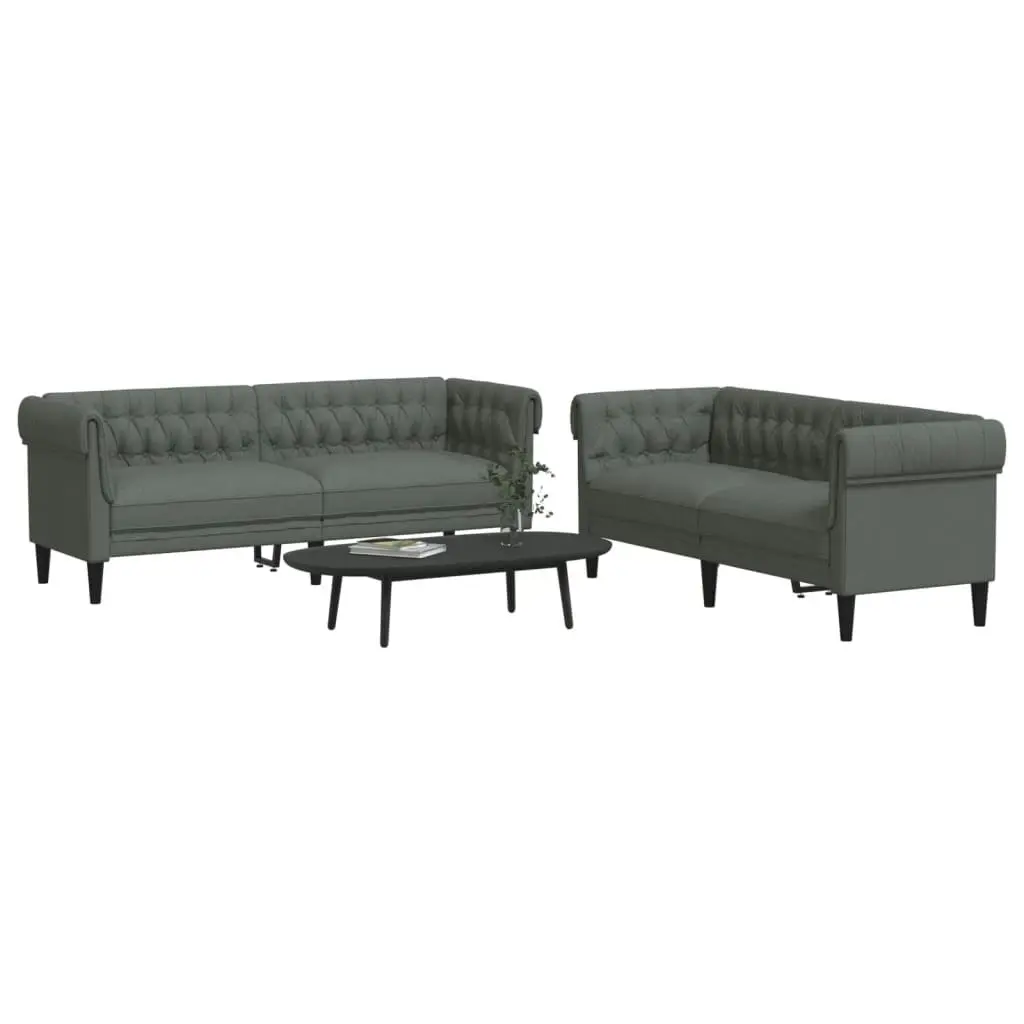 2 Piece Sofa Set Dark Grey Fabric 3209201