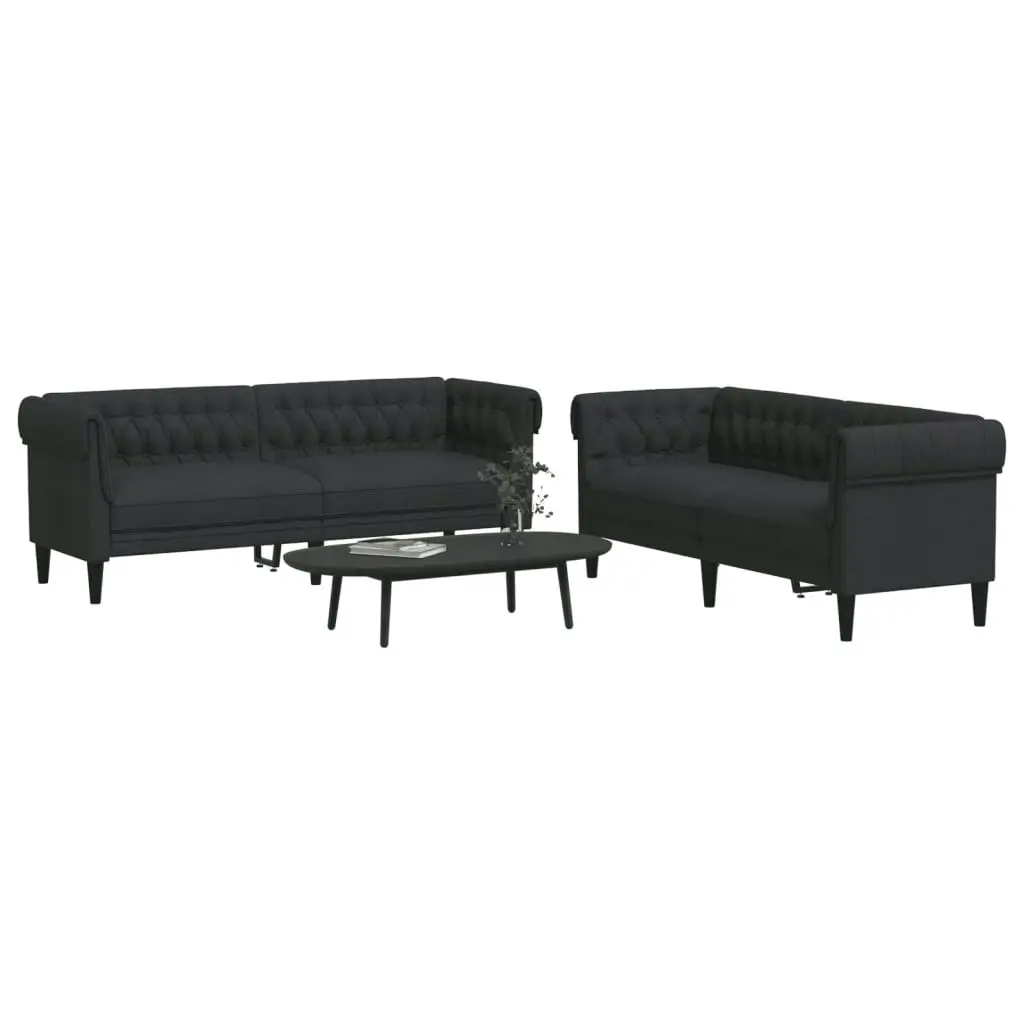 2 Piece Sofa Set Black Fabric 3209202