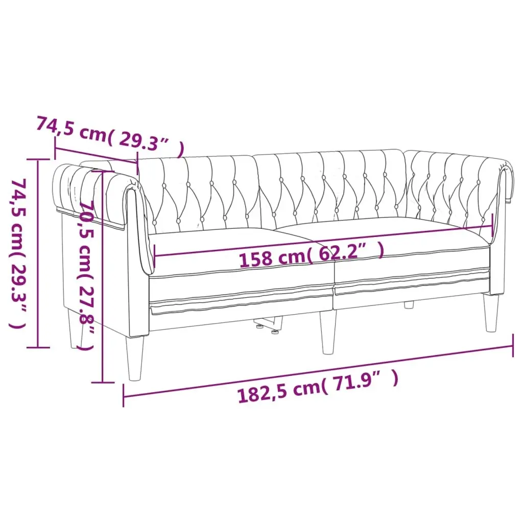 2 Piece Sofa Set Black Fabric 3209202