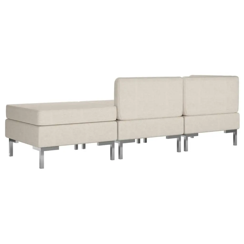 3 Piece Sofa Set Fabric Cream 287062