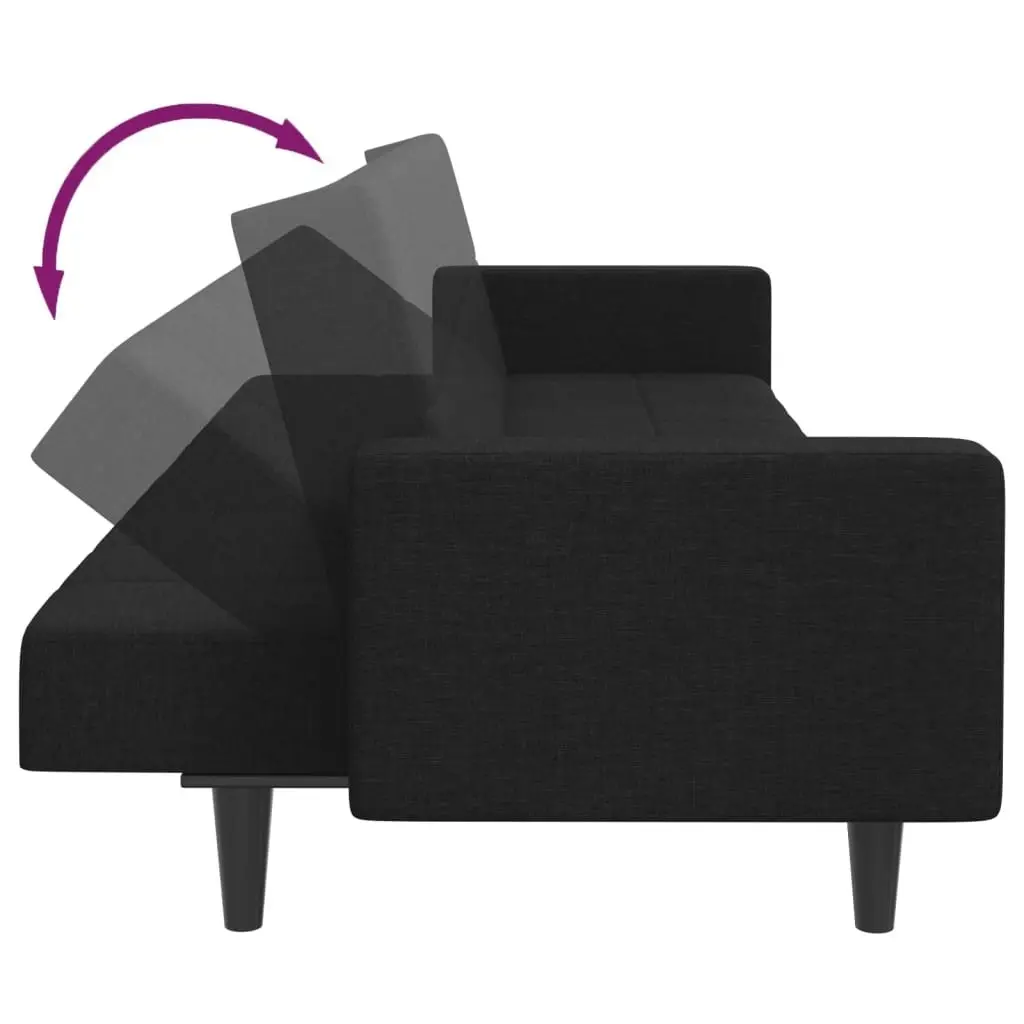 2-Seater Sofa Bed with Footstool Black Fabric 3258125