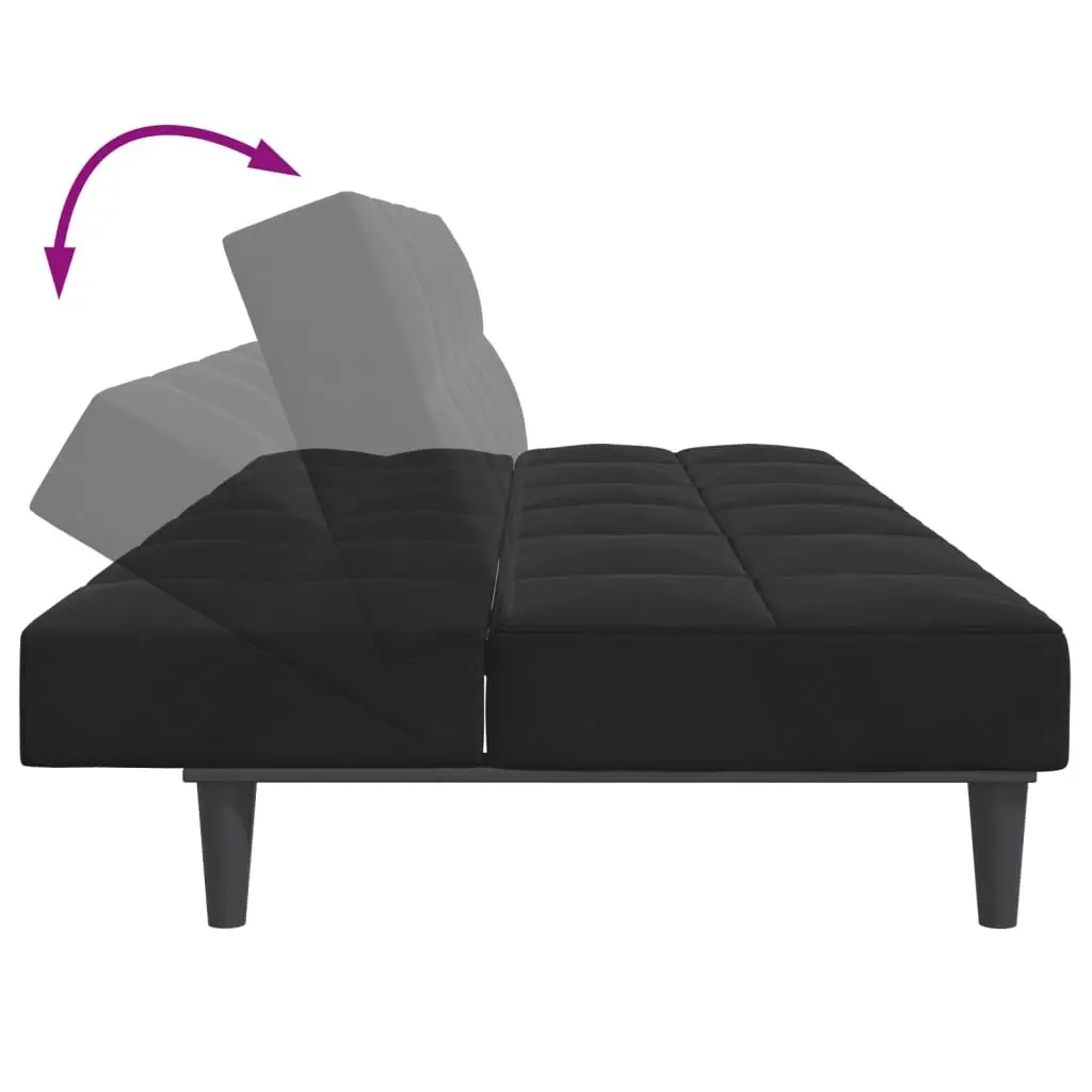 2-Seater Sofa Bed with Footstool Black Velvet 3258113