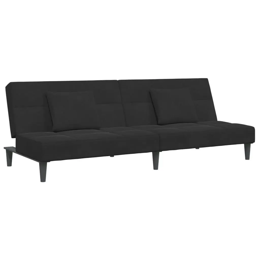 2-Seater Sofa Bed with Footstool Black Velvet 3258113