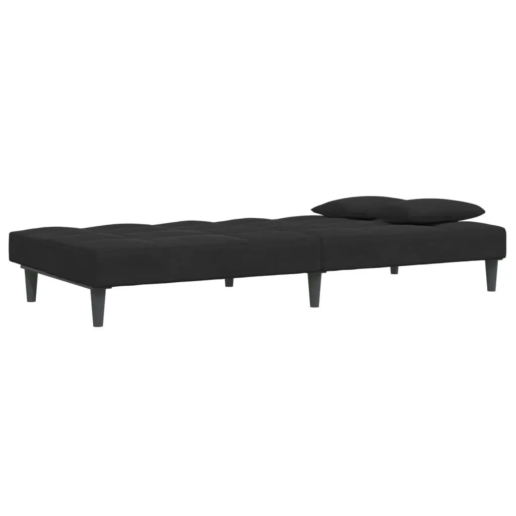 2-Seater Sofa Bed with Footstool Black Velvet 3258113