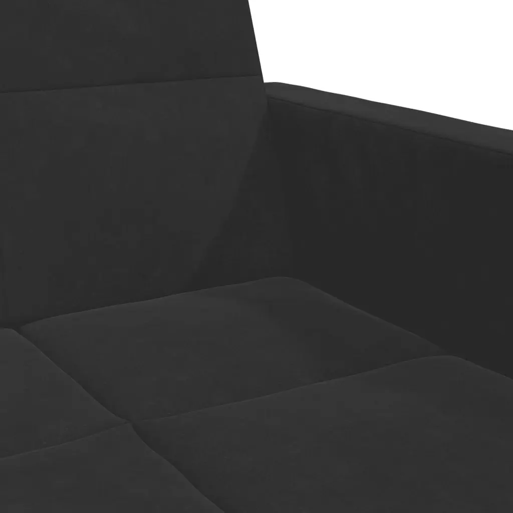 2-Seater Sofa Bed with Footstool Black Velvet 3258119