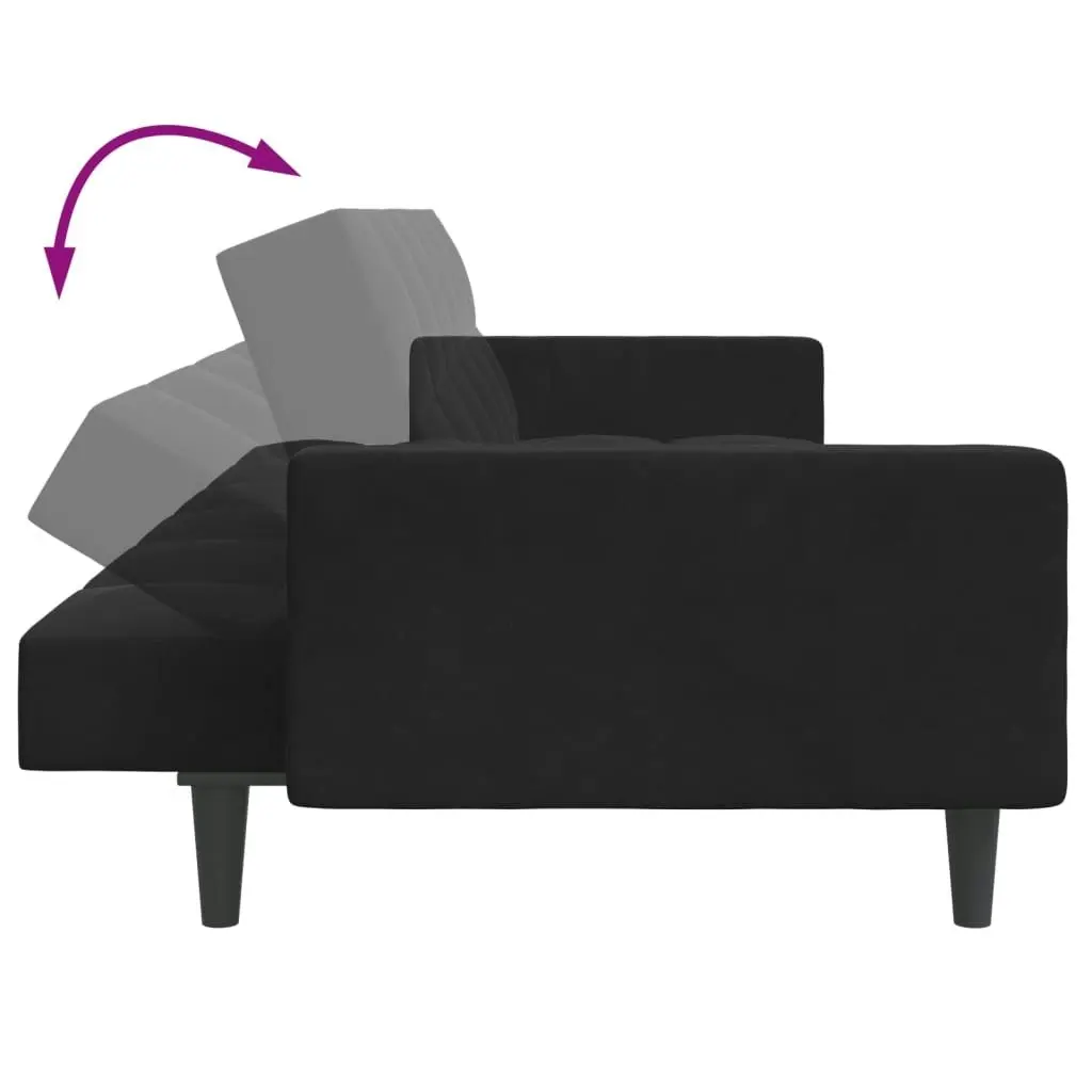 2-Seater Sofa Bed with Footstool Black Velvet 3258119