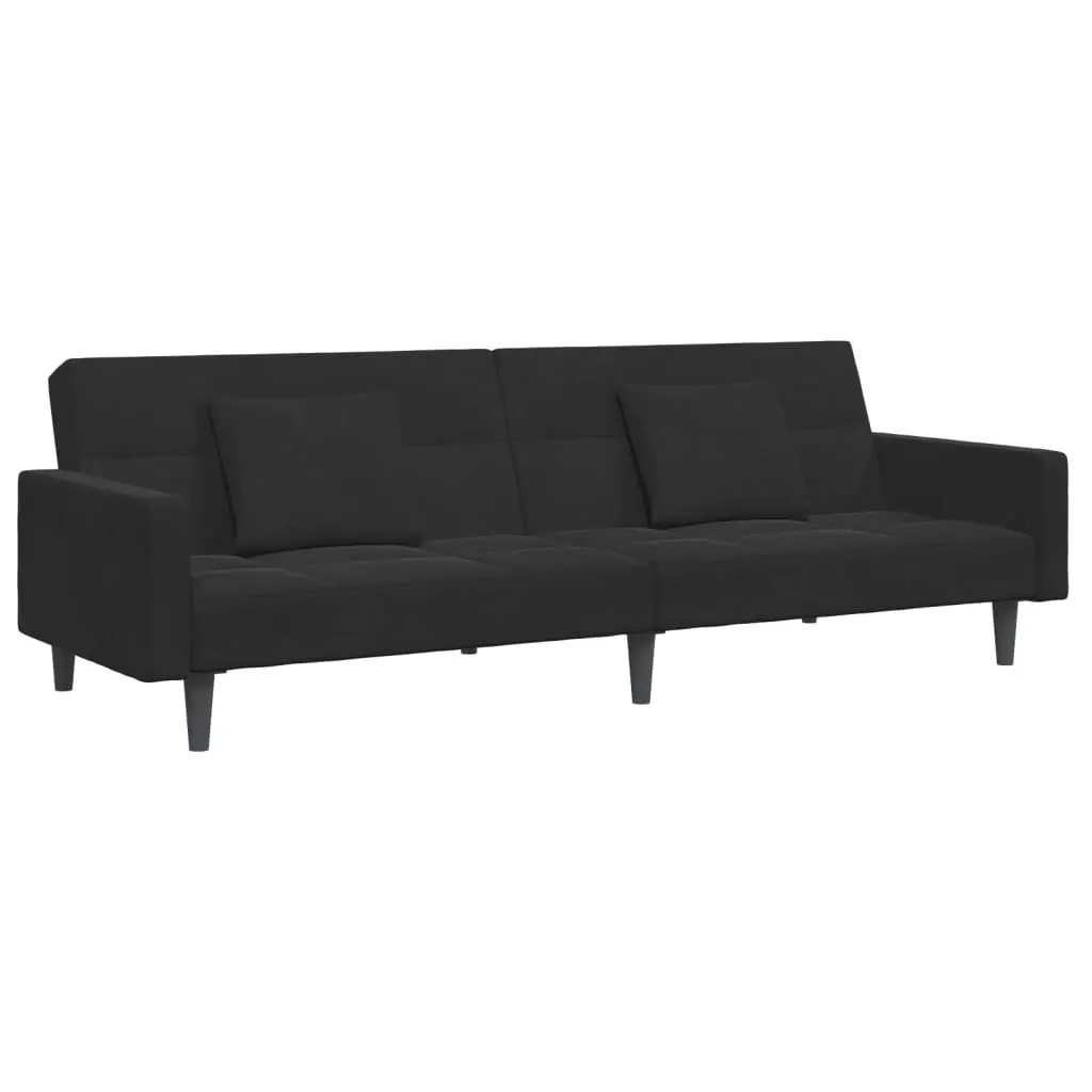 2-Seater Sofa Bed with Footstool Black Velvet 3258119