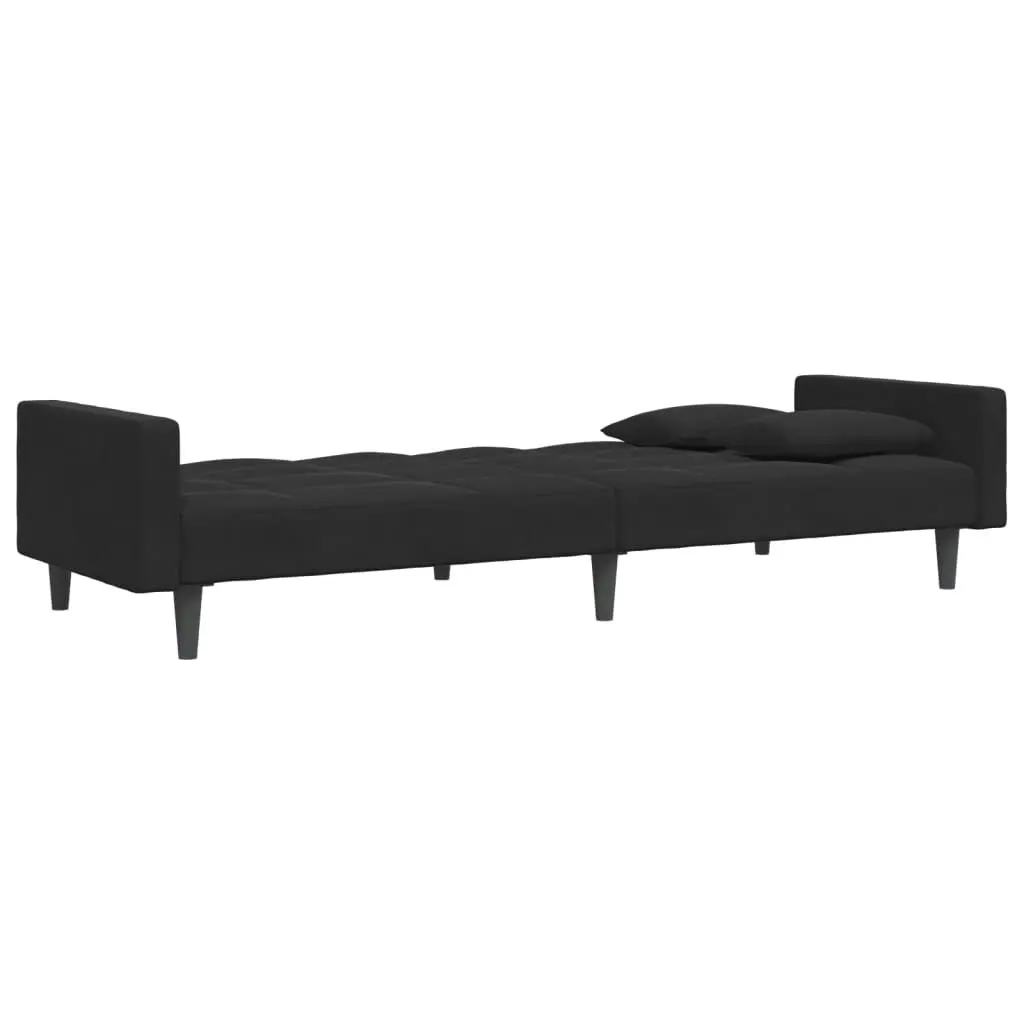 2-Seater Sofa Bed with Footstool Black Velvet 3258119