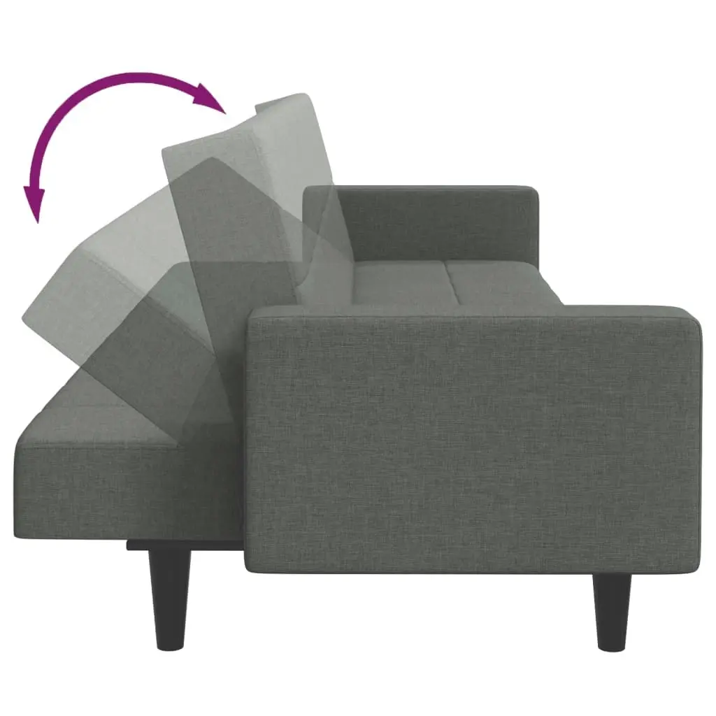 2-Seater Sofa Bed with Footstool Dark Grey Fabric 3258124