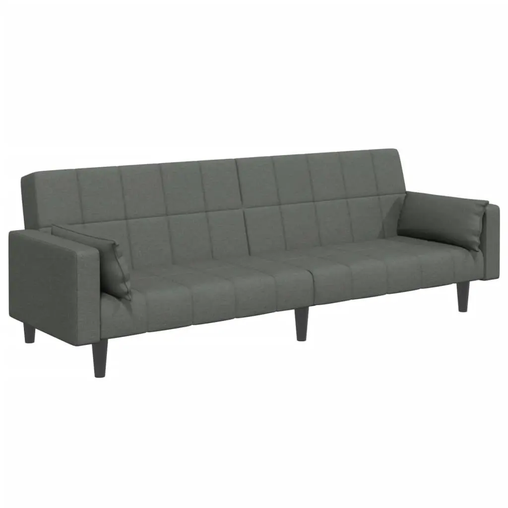 2-Seater Sofa Bed with Footstool Dark Grey Fabric 3258124