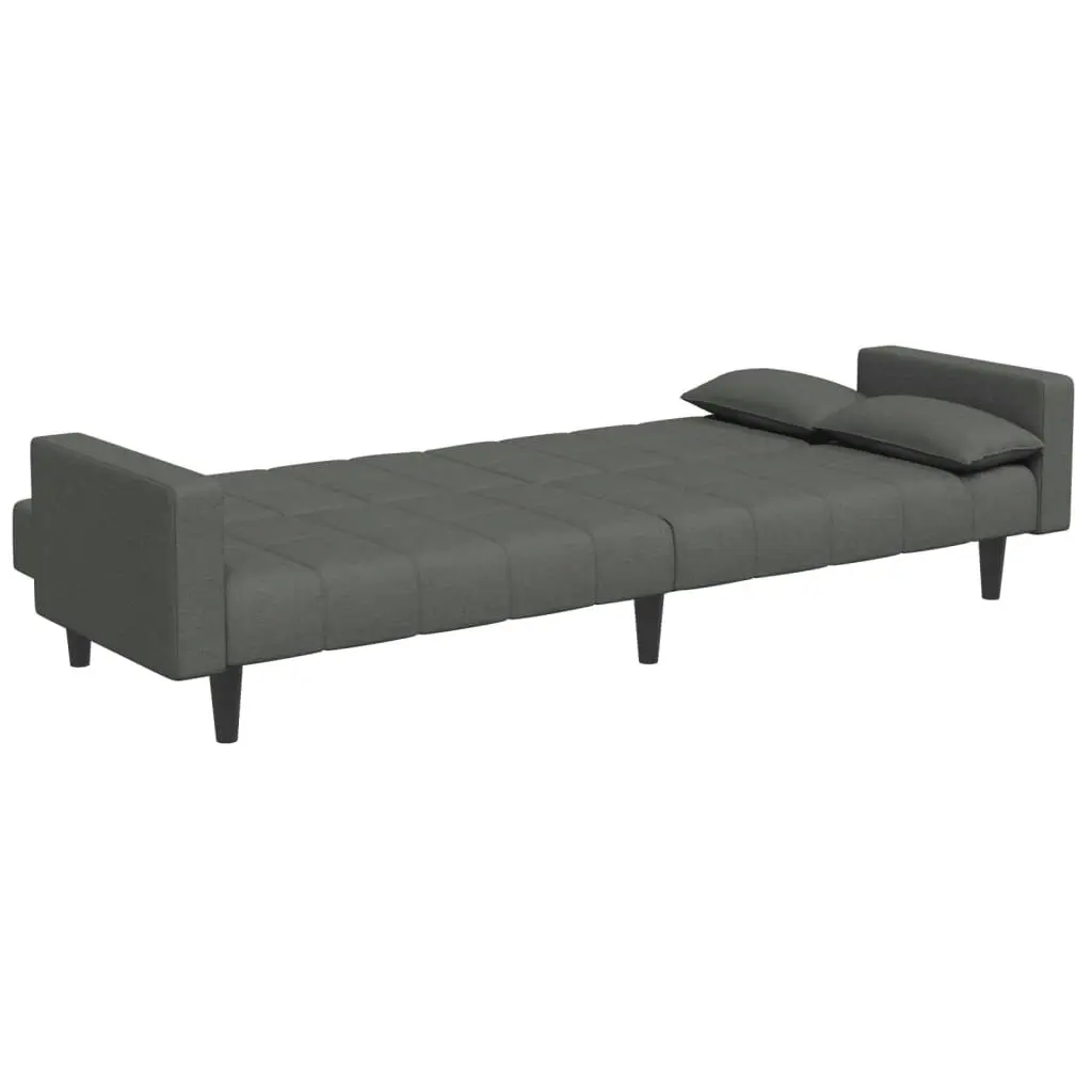 2-Seater Sofa Bed with Footstool Dark Grey Fabric 3258124