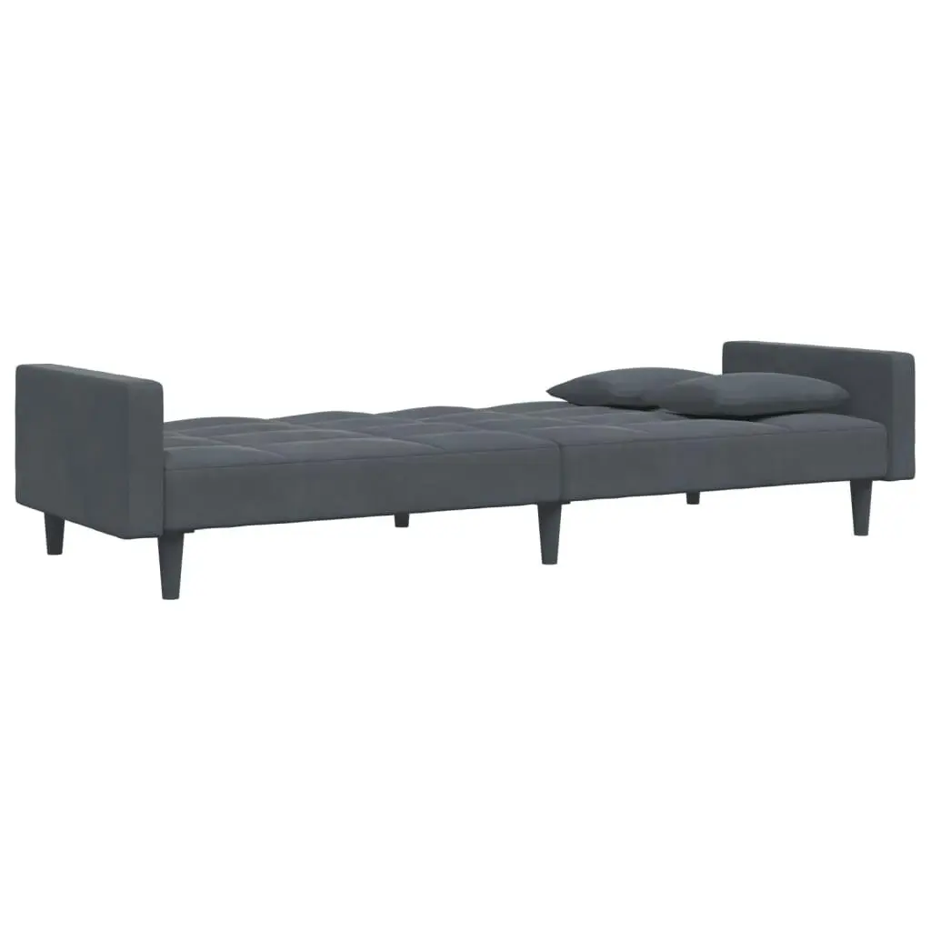 2-Seater Sofa Bed with Footstool Dark Grey Velvet 3258117