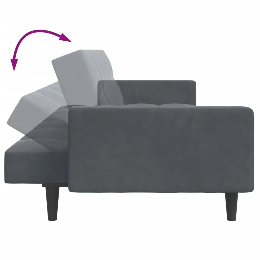 2-Seater Sofa Bed with Footstool Dark Grey Velvet 3258117