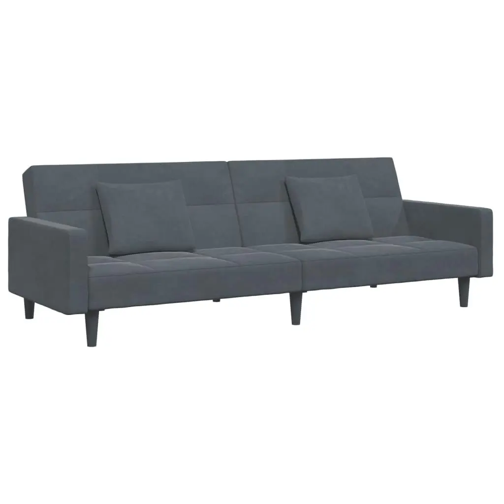 2-Seater Sofa Bed with Footstool Dark Grey Velvet 3258117