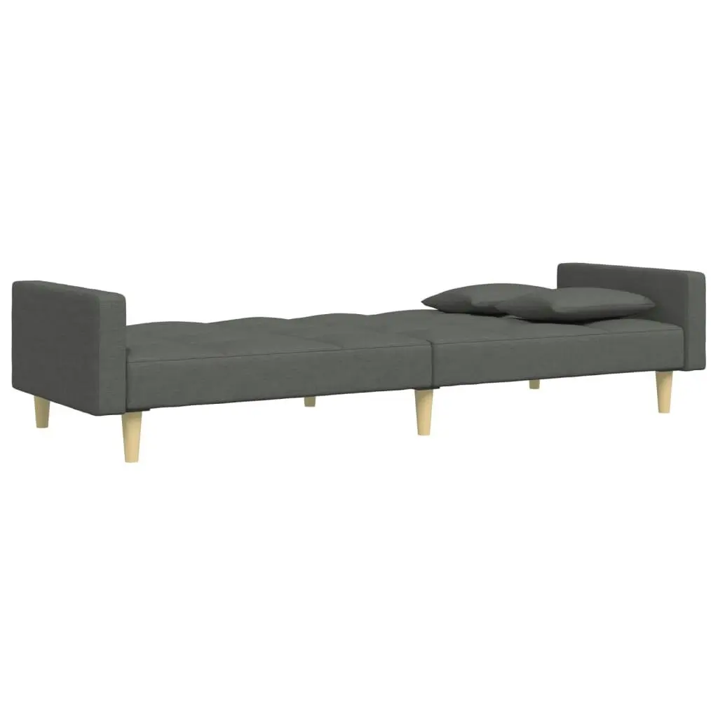 2-Seater Sofa Bed with Footstool Dark Grey Fabric 3258107