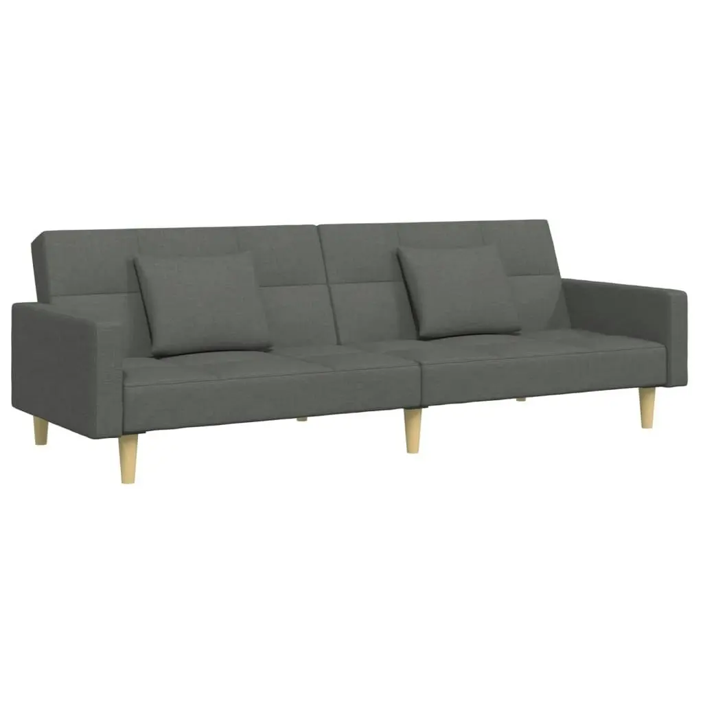 2-Seater Sofa Bed with Footstool Dark Grey Fabric 3258107