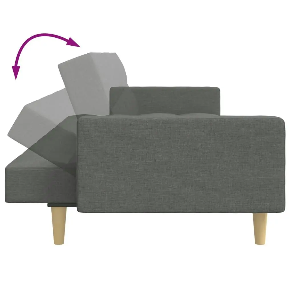 2-Seater Sofa Bed with Footstool Dark Grey Fabric 3258107