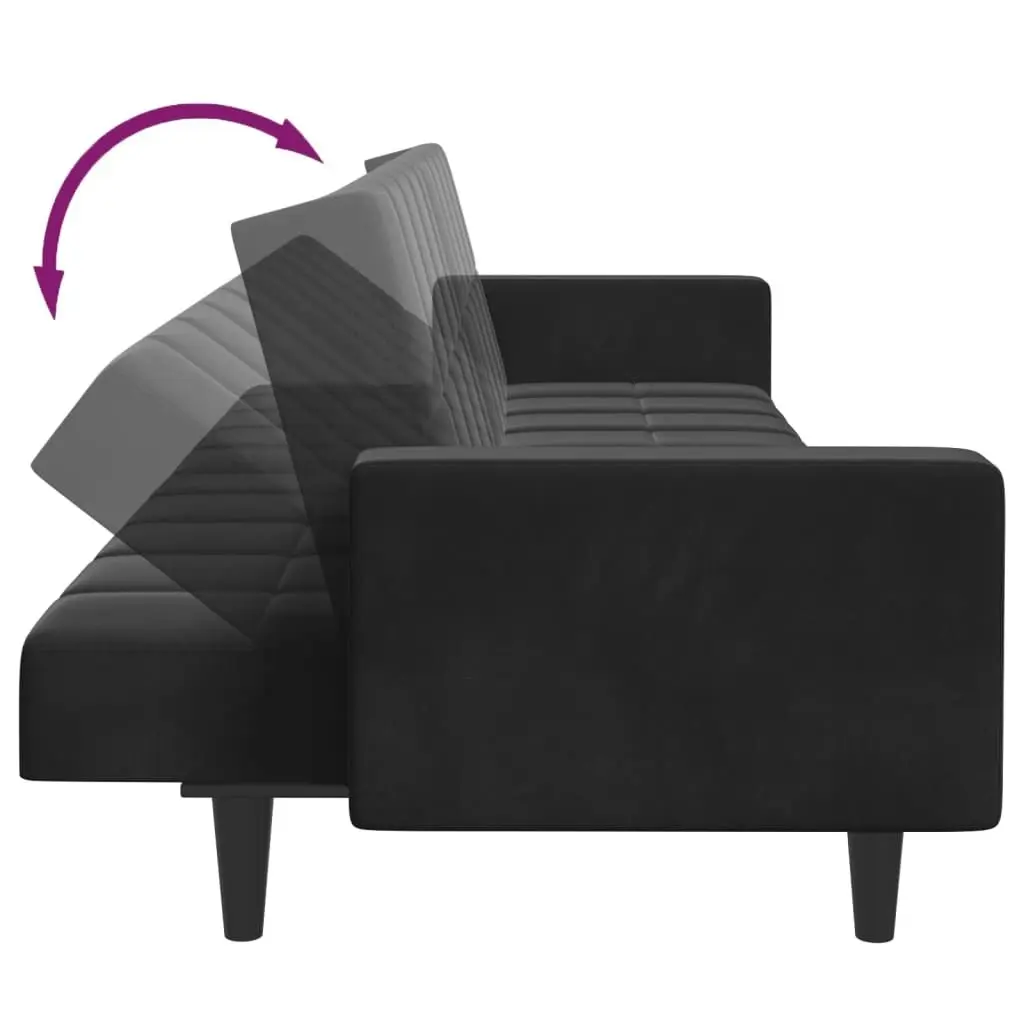 2-Seater Sofa Bed with Footstool Black Velvet 3258136