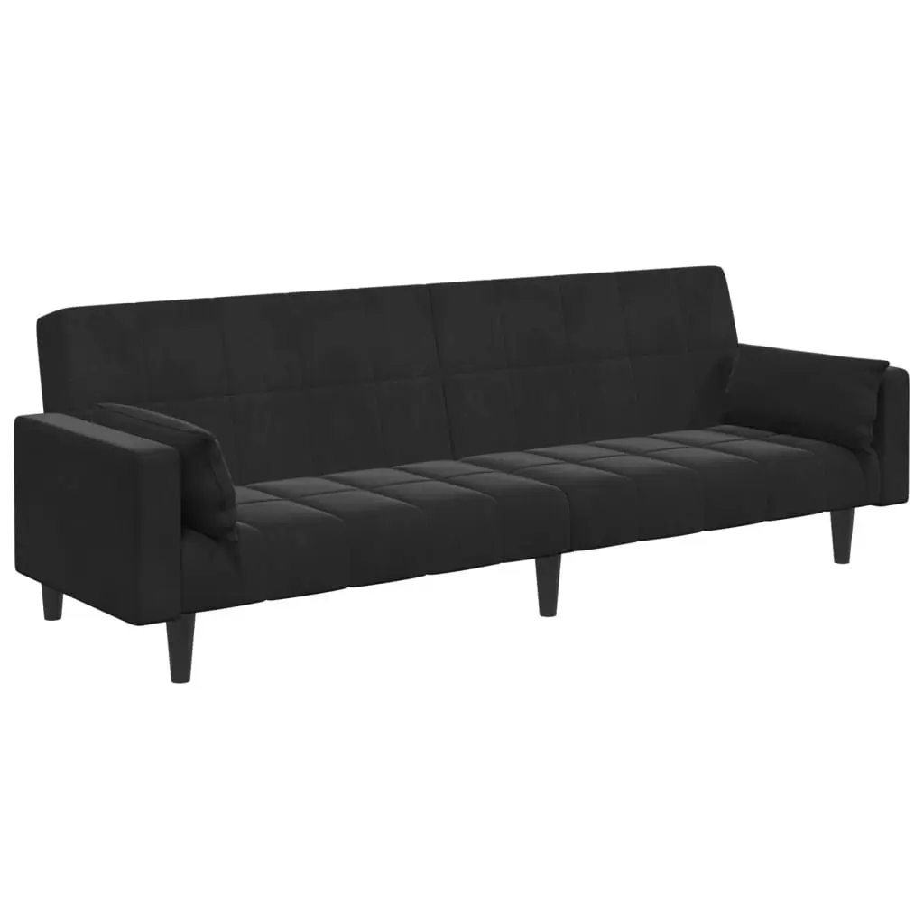 2-Seater Sofa Bed with Footstool Black Velvet 3258136