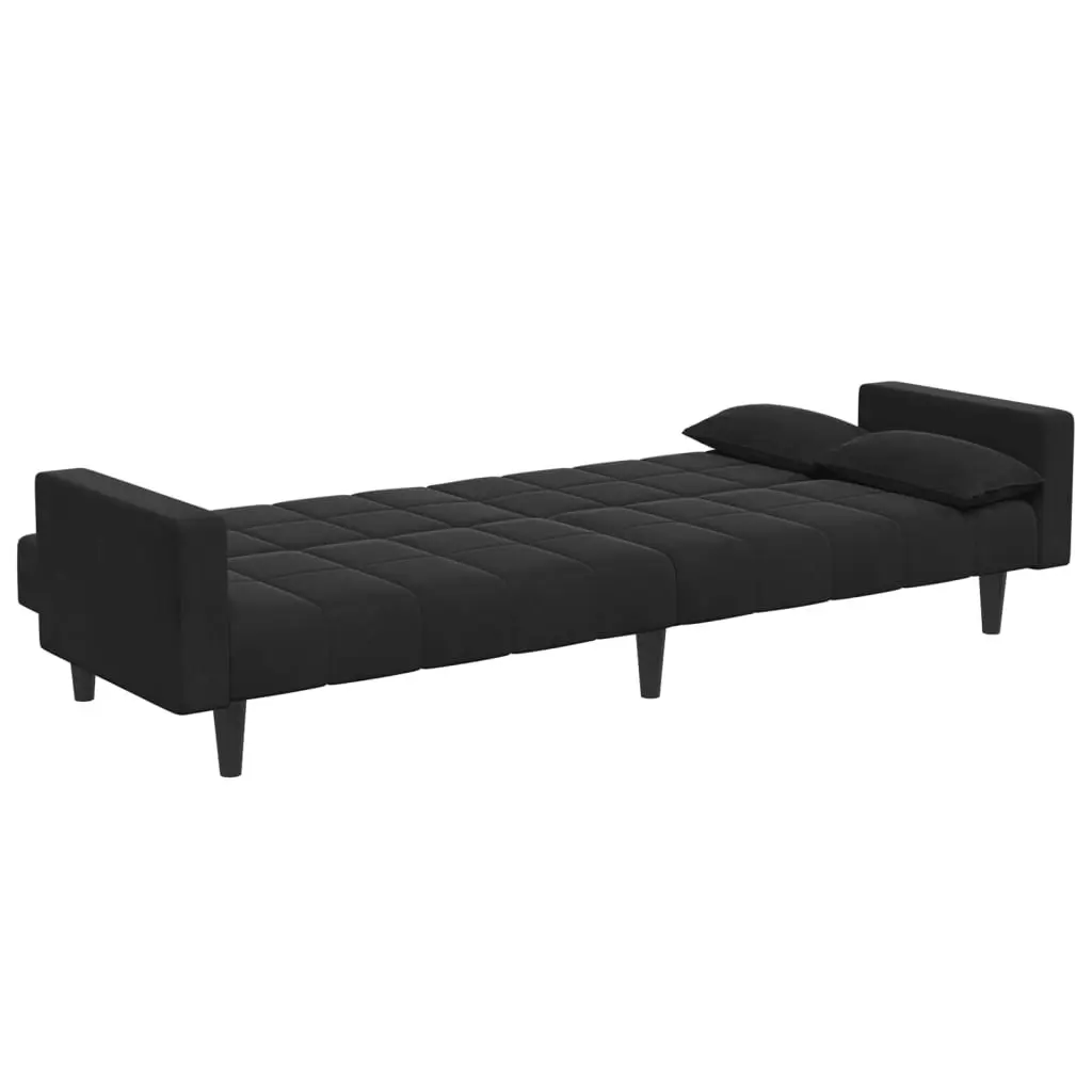 2-Seater Sofa Bed with Footstool Black Velvet 3258136