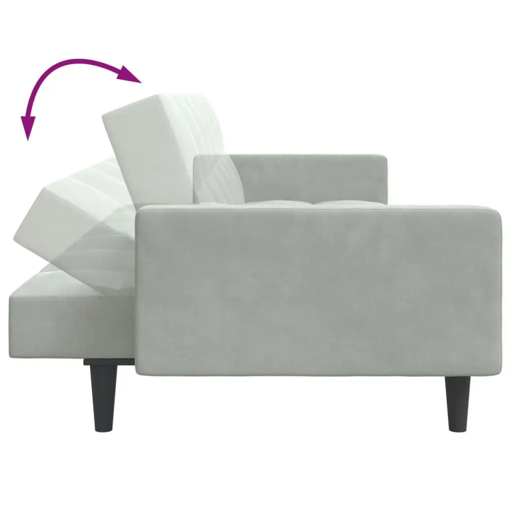 2-Seater Sofa Bed with Footstool Light Grey Velvet 3258116