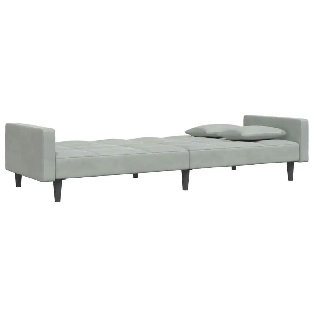 2-Seater Sofa Bed with Footstool Light Grey Velvet 3258116