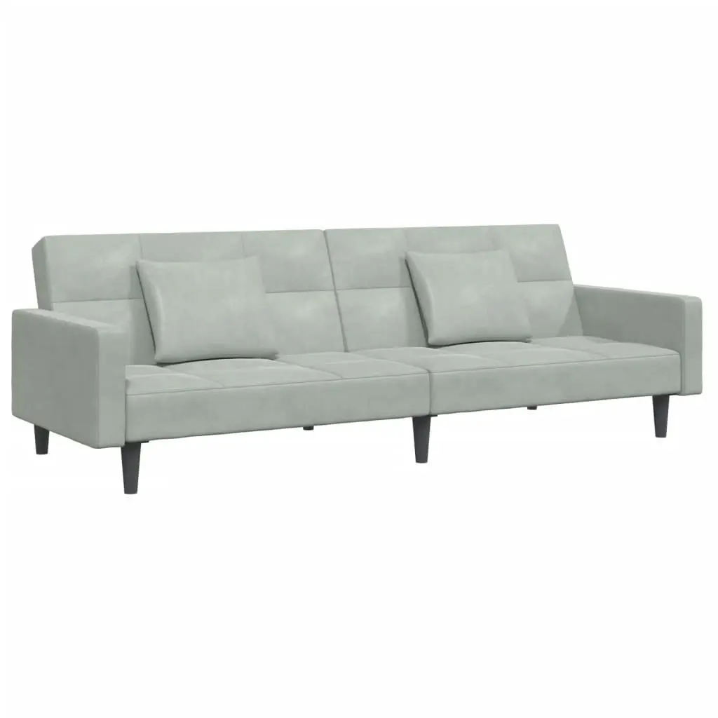 2-Seater Sofa Bed with Footstool Light Grey Velvet 3258116