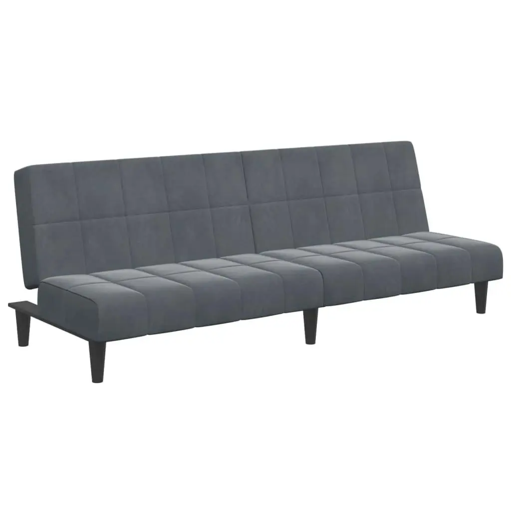 2-Seater Sofa Bed with Footstool Dark Grey Velvet 3258128