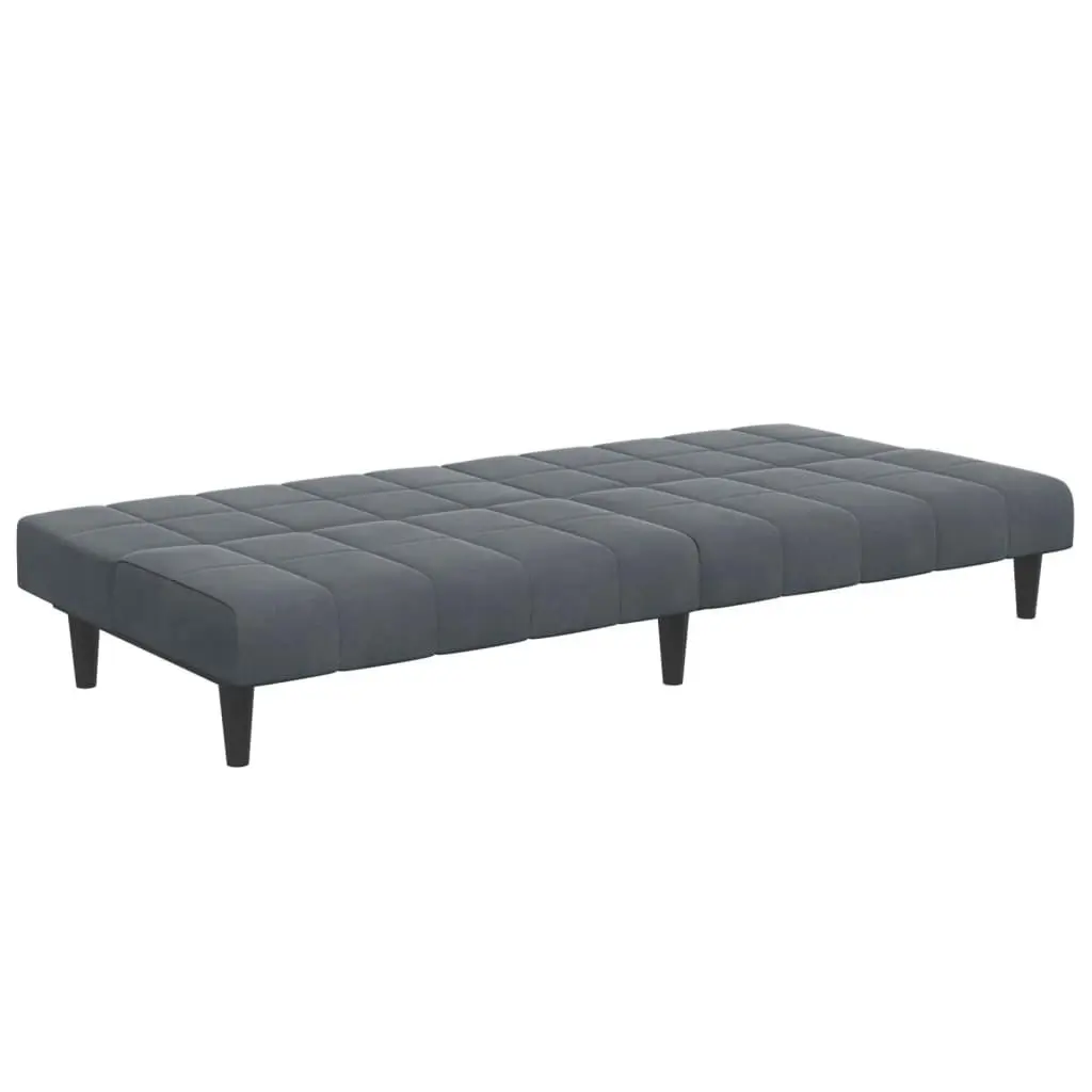 2-Seater Sofa Bed with Footstool Dark Grey Velvet 3258128