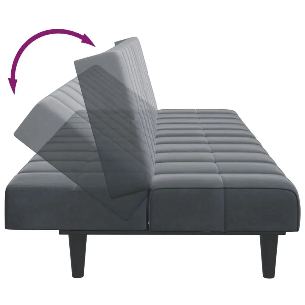 2-Seater Sofa Bed with Footstool Dark Grey Velvet 3258128