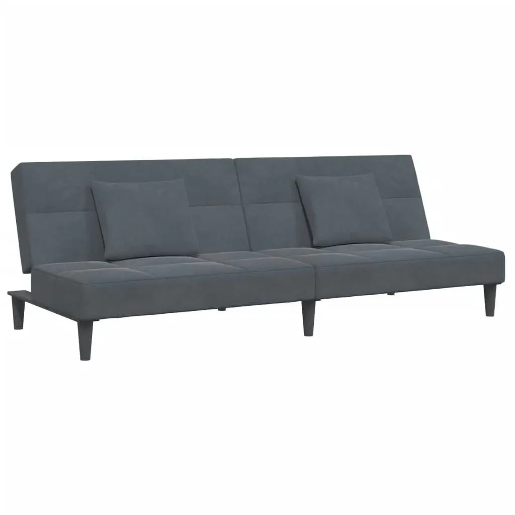 2-Seater Sofa Bed with Footstool Dark Grey Velvet 3258111