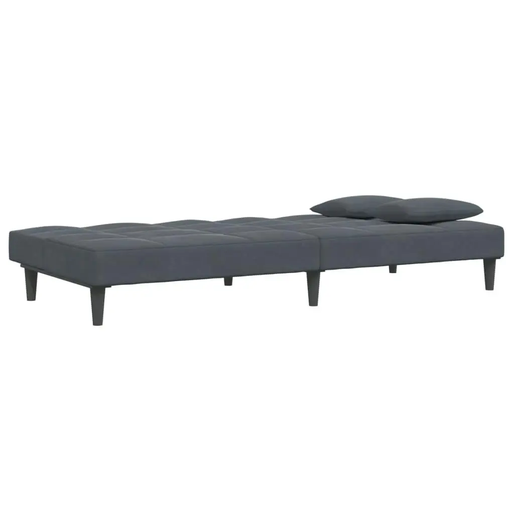 2-Seater Sofa Bed with Footstool Dark Grey Velvet 3258111