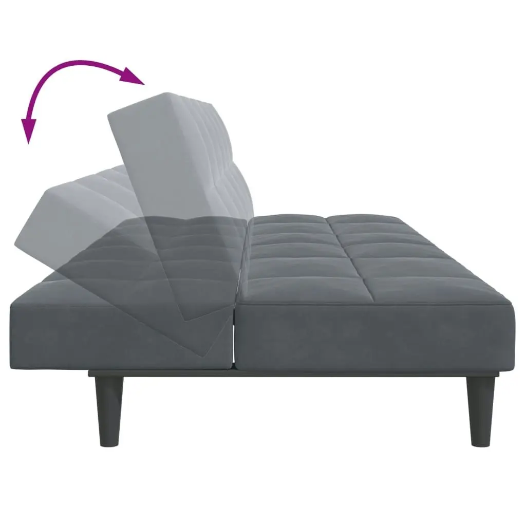 2-Seater Sofa Bed with Footstool Dark Grey Velvet 3258111