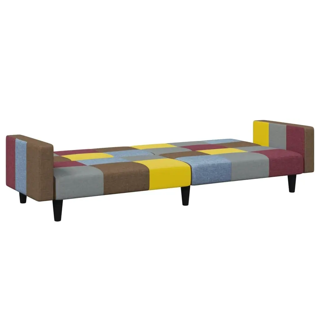 2-Seater Sofa Bed with Footstool Patchwork Fabric 3258122