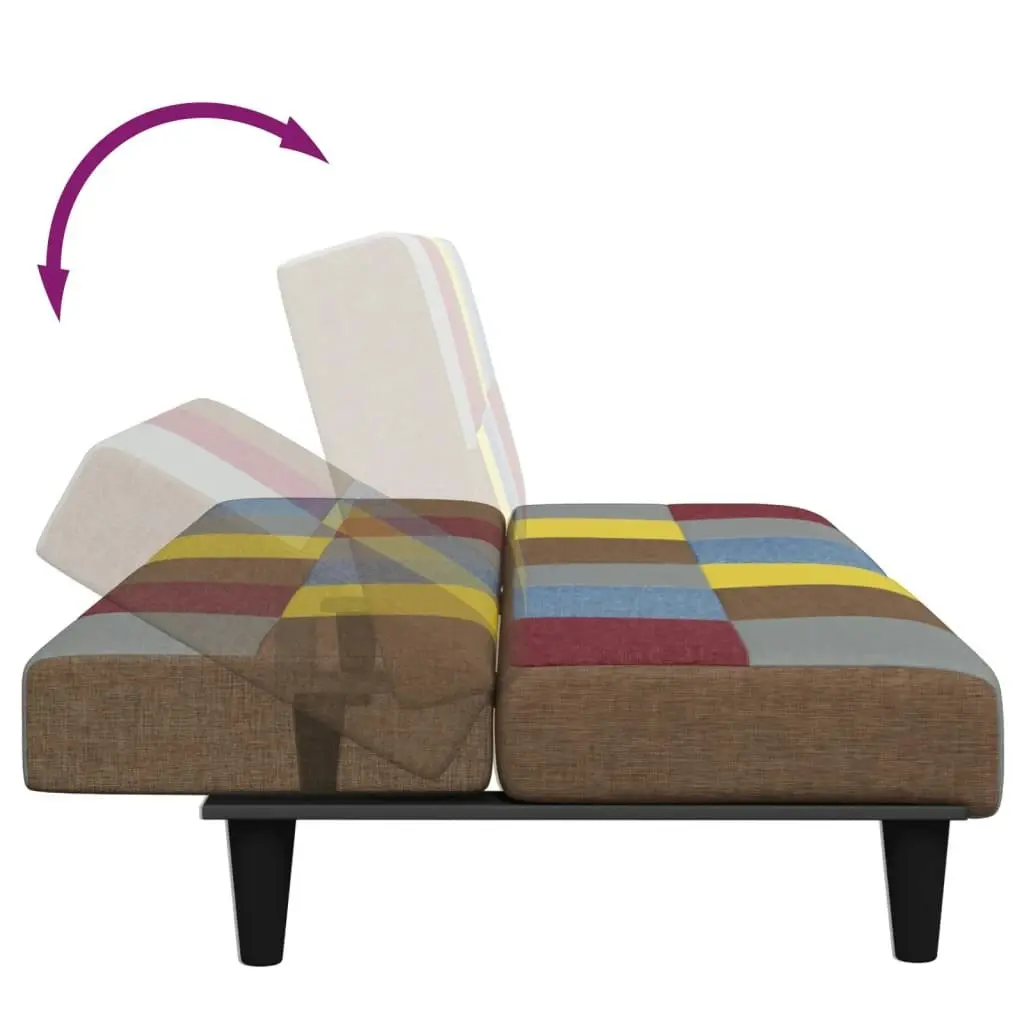 2-Seater Sofa Bed with Footstool Patchwork Fabric 3258121