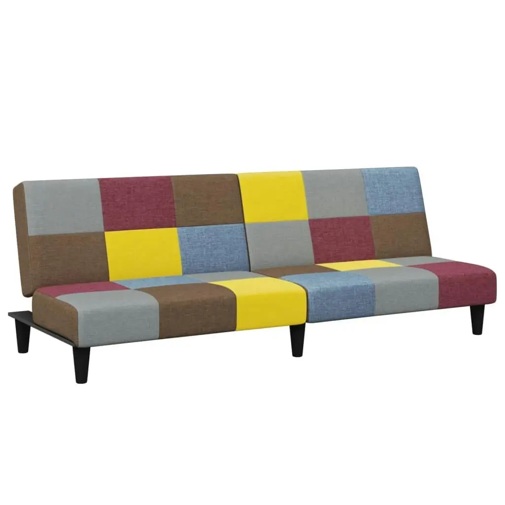 2-Seater Sofa Bed with Footstool Patchwork Fabric 3258121