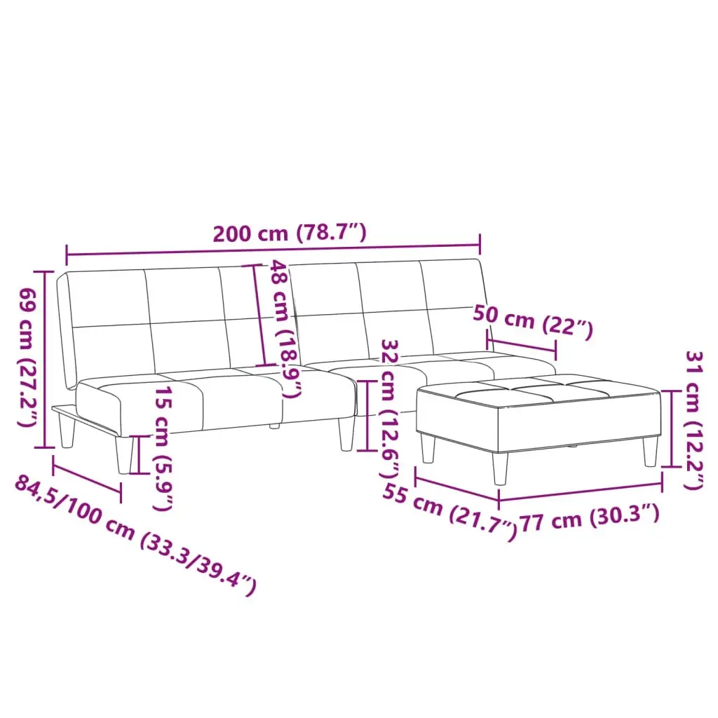 2-Seater Sofa Bed with Footstool Patchwork Fabric 3258121