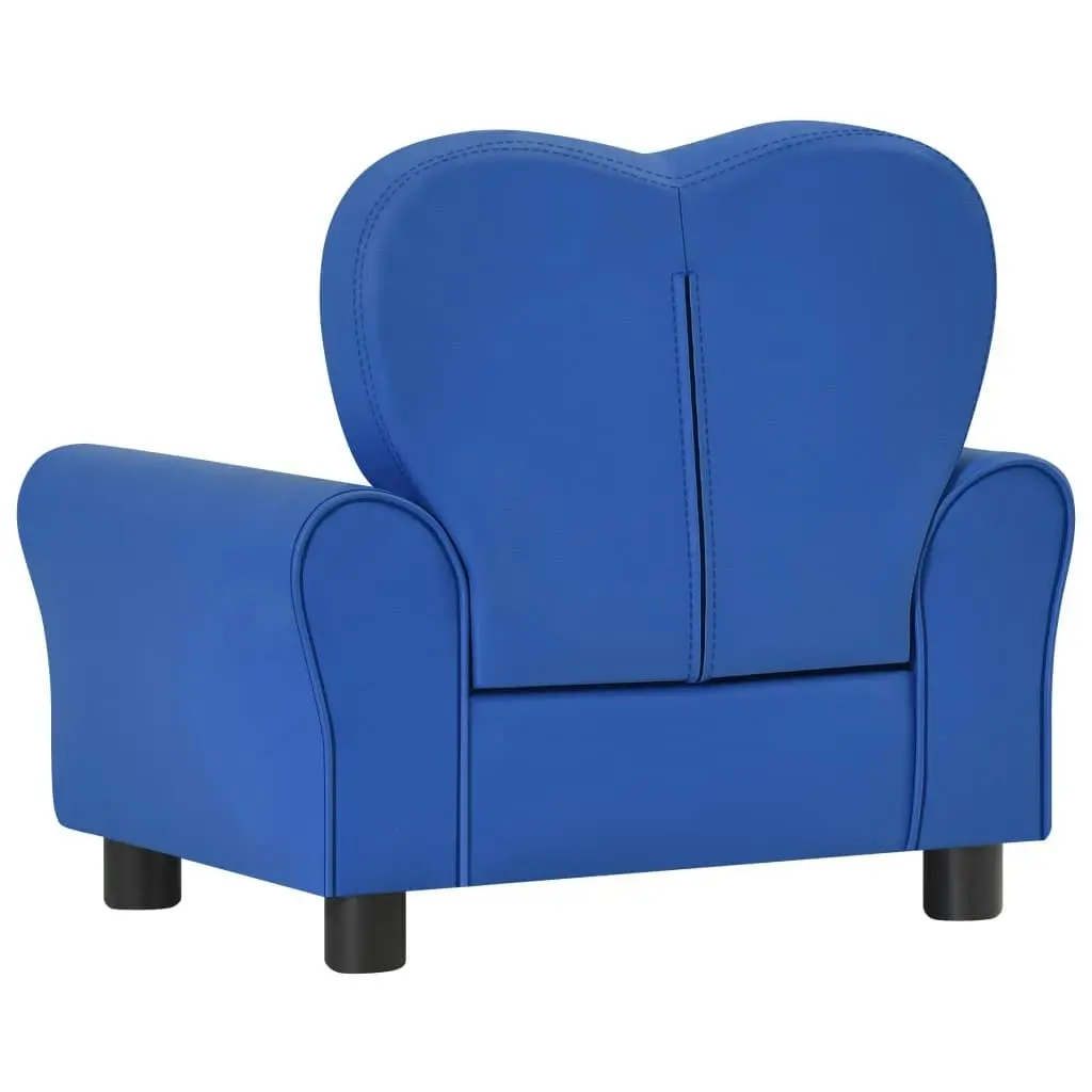 Children Sofa Blue Faux Leather 325524