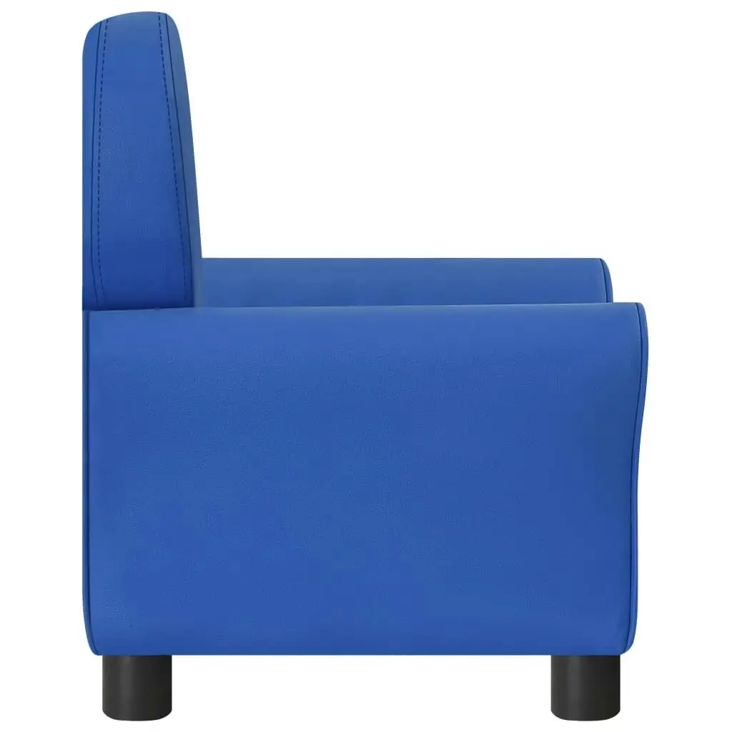 Children Sofa Blue Faux Leather 325524